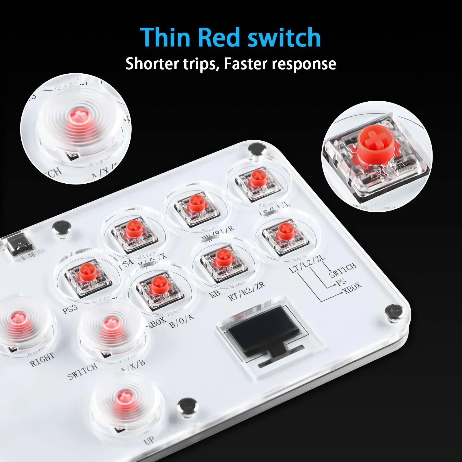 Arcade Fight Stick Hitbox Leverless - 12-klawiszowy kontroler arcade typu hitbox bez